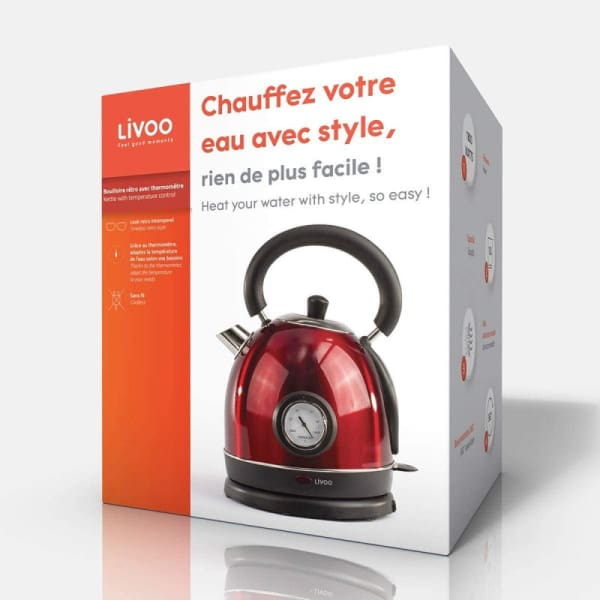 Bouilloire électrique Rétro LIVOO 1800W-1.8L Rouge (DOD157) Bouilloire électrique Rétro LIVOO 1800W-1.8L Rouge (DOD157)